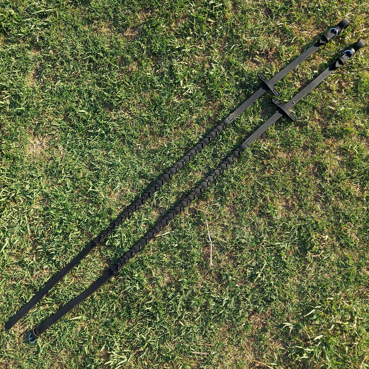 Laced reins -Natural Leather